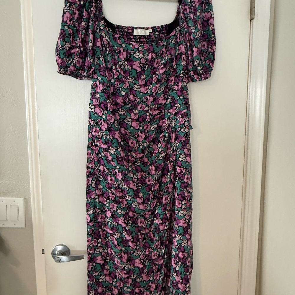 Astr Floral Puff Sleeve Dress - Multicolor